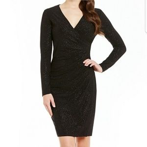 Calvin Klein Black Long-Sleeve Sparkle Ruched Faux